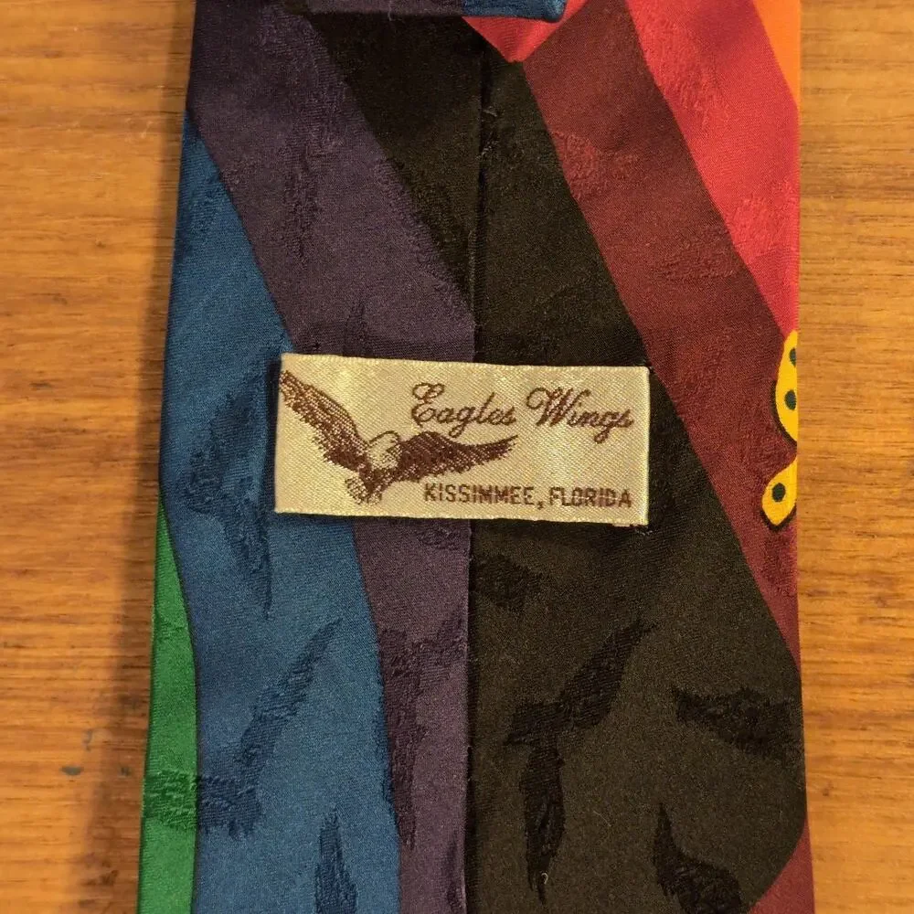 Eagles Wings Tie Mens One Size Multicolor Rooster Cross Christian Silk Striped